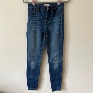 Madewell Dark Indigo Stretch Skinny Jeans with Faded Details